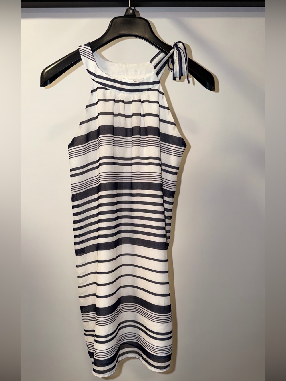 Florence Eiseman Navy & White Striped Halter Tie Midi Dress